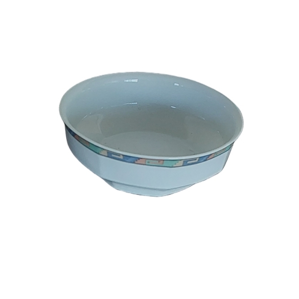 Christopher Stuart Southwest‎ White Vegetable Bowl with Multicolor Rim